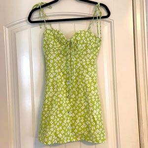 Princess Polly Green White Flower Lara Mini Dress